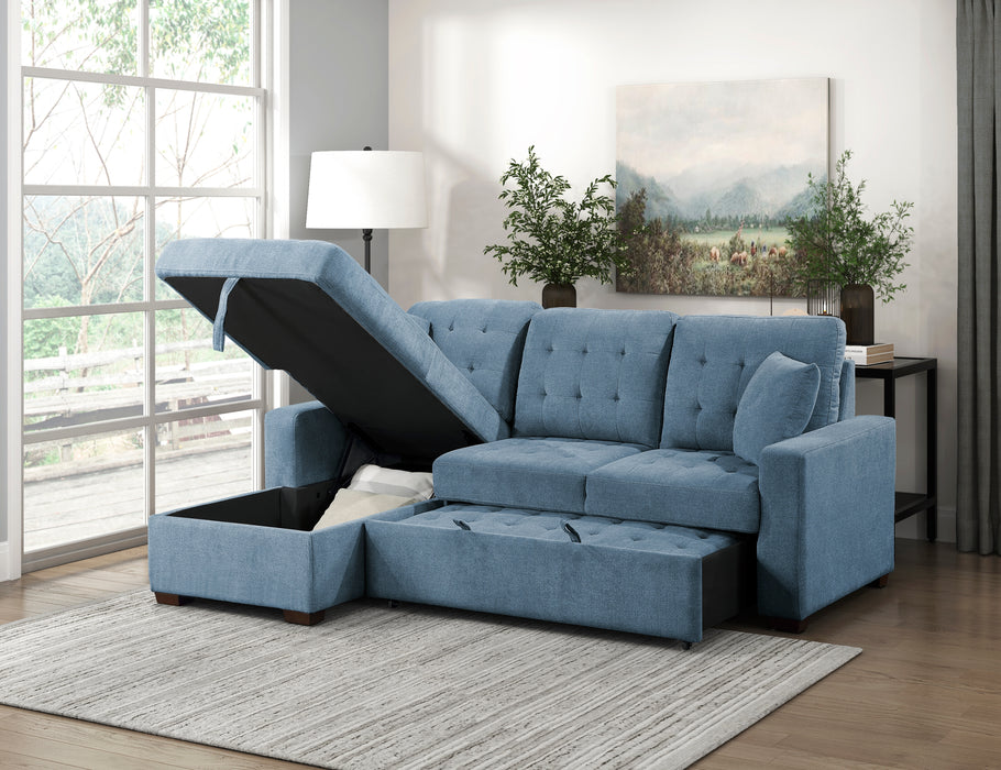 #Waitsfield Sectional w/Sleeper & Storage LAF BLUE