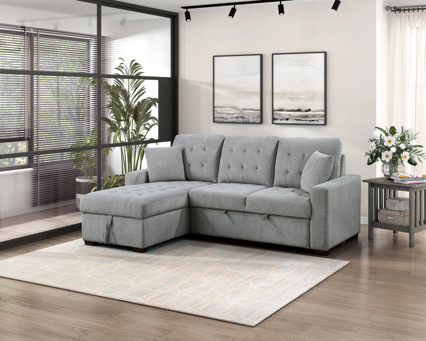 #Waitsfield Sectional w/Sleeper & Storage LAF GREY