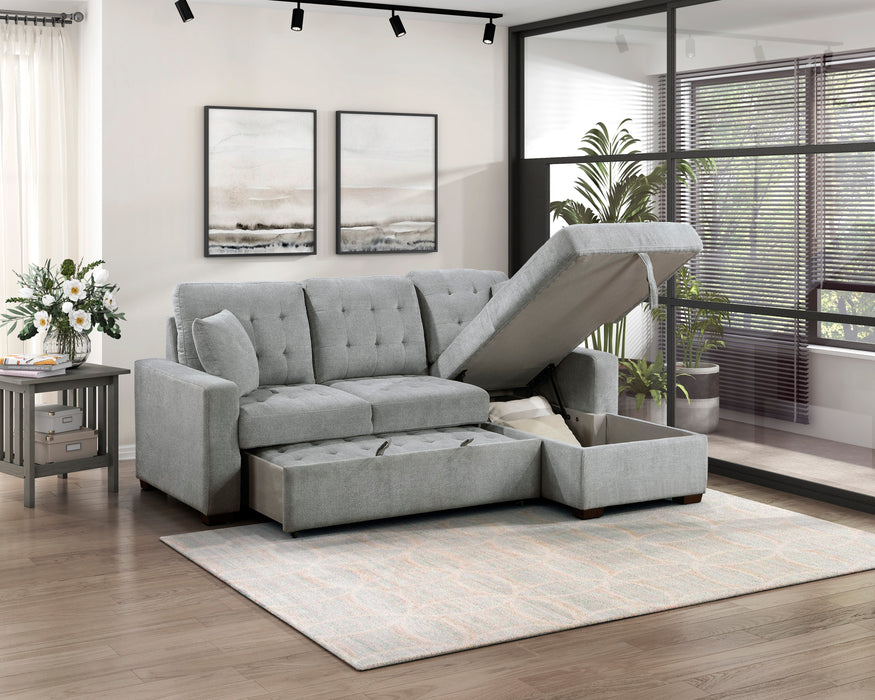 #Waitsfield Sectional w/Sleeper & Storage RAF GREY