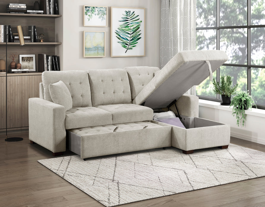 #Waitsfield Sectional w/Sleeper & Storage RAF SAND