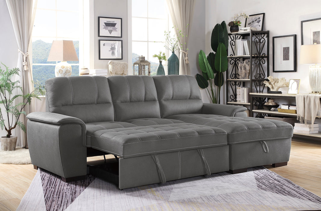 Andes 2-Pcs Sectional w/ Pull-out Bed & RAF ONLY w/ Hidden Storage GREY