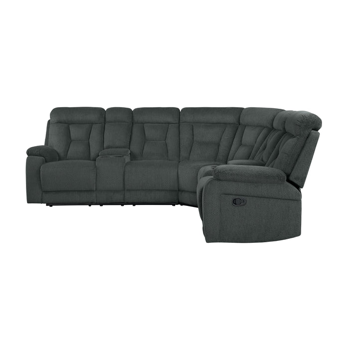 Rosnay 3-Piece Reclining Sectional with 2 Consoles GREY