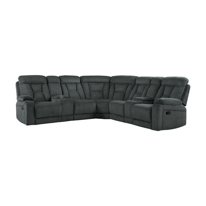 Rosnay 3-Piece Reclining Sectional with 2 Consoles GREY