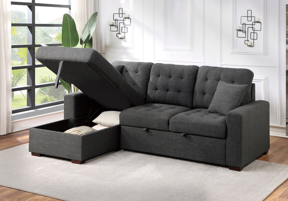 #McCafferty Sectional w/Sleeper & Storage LAF GREY