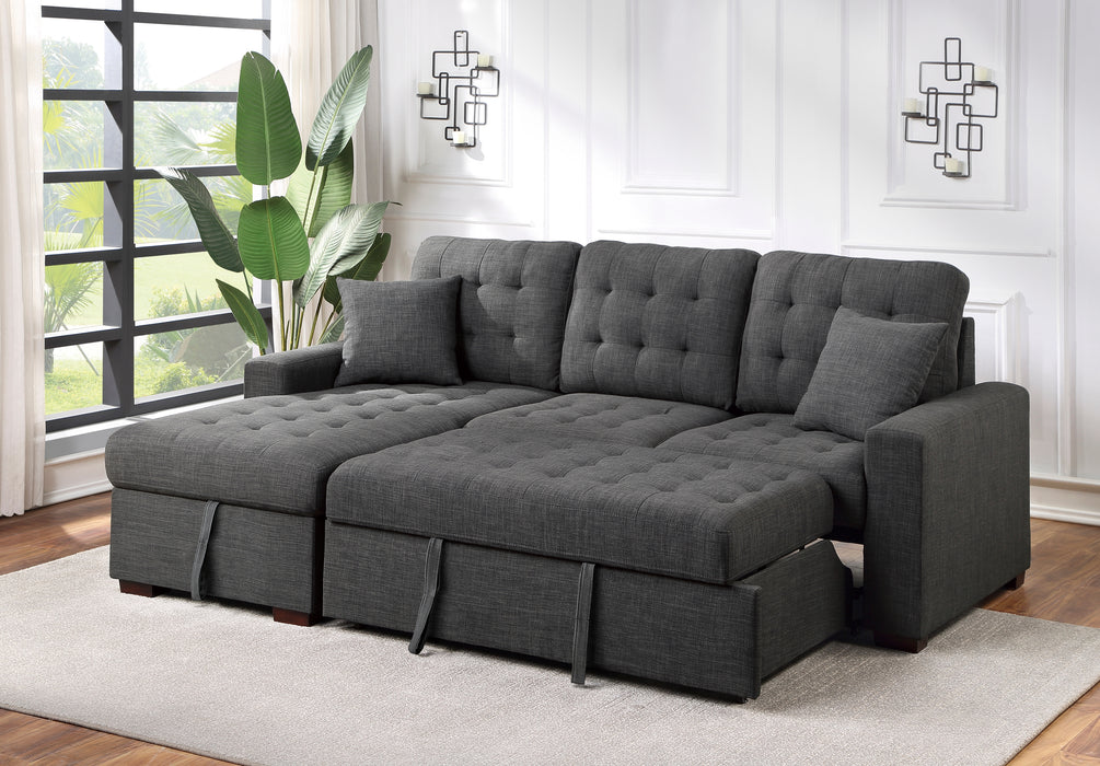 #McCafferty Sectional w/Sleeper & Storage LAF GREY