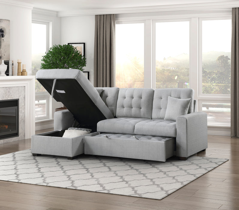 #McCafferty Sectional w/Sleeper & Storage LAF LITE GREY