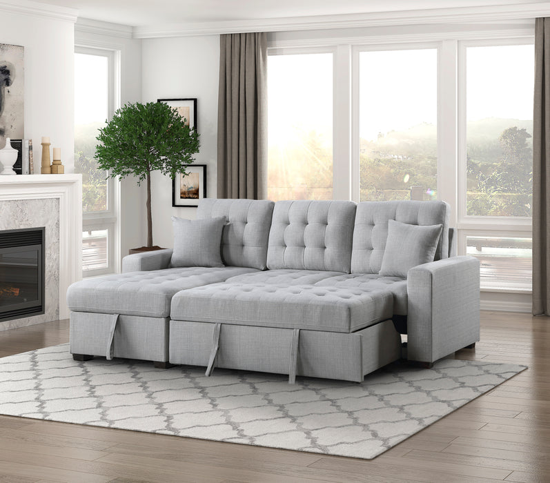 #McCafferty Sectional w/Sleeper & Storage LAF LITE GREY