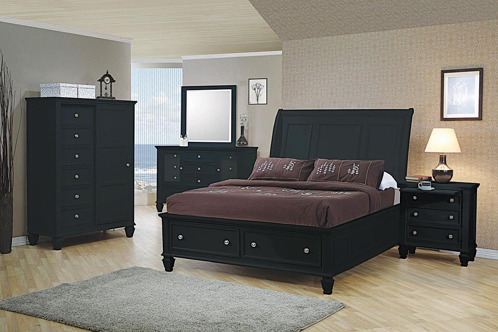 Sandy Beach Queen Storage Sleigh Bed Black