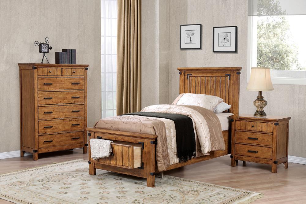 Brenner Twin Storage Bed Rustic Honey