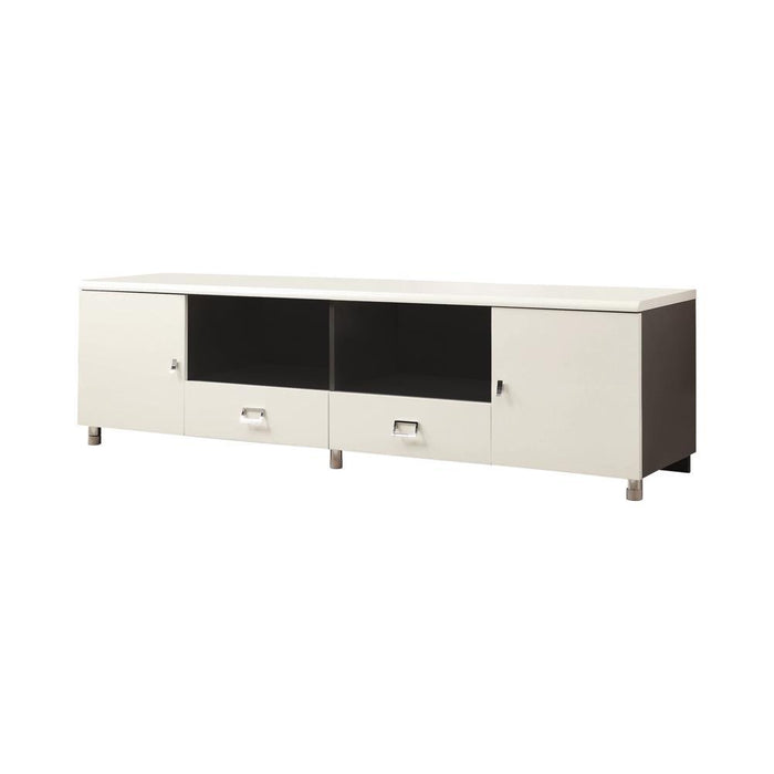 Burkett 2-drawer TV Console White and Grey