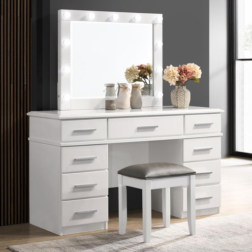 felicity-upholstered-vanity-stool-metallic-and-glossy-white