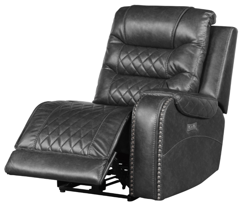 Putnam Power Right Side Reclining Chair with USB Port in Gray 9405GY-RRPW