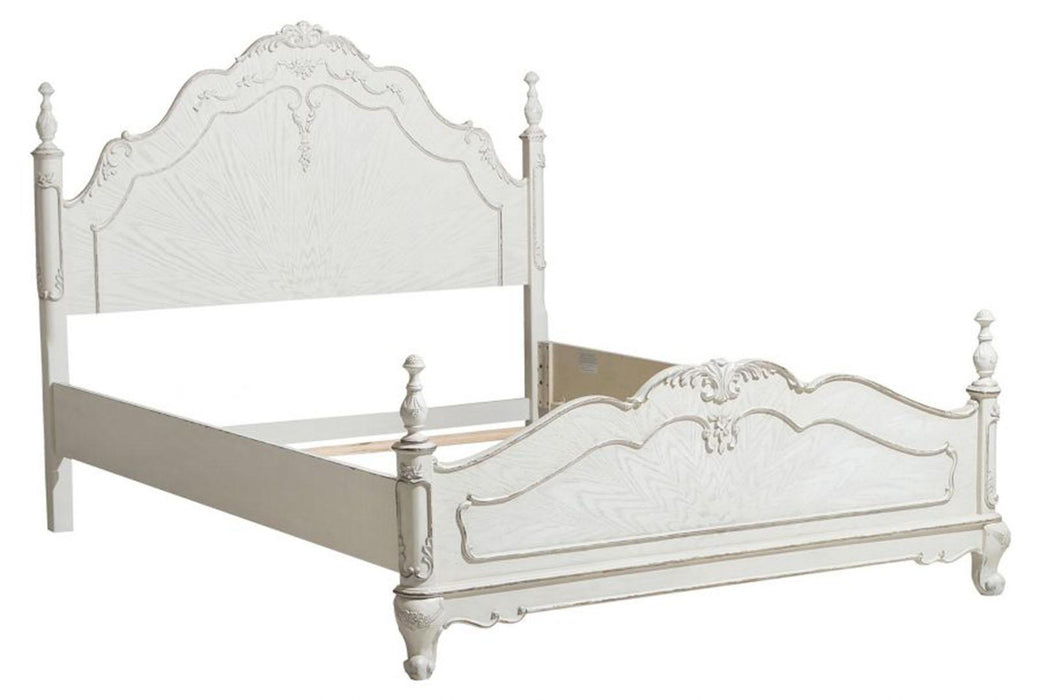 Cinderella Queen Poster Bed in Antique White 1386NW-1