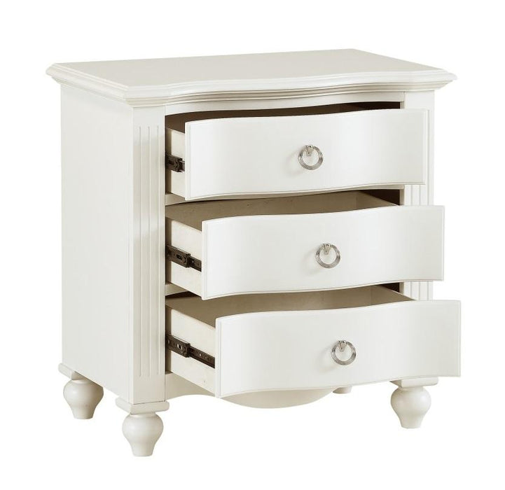 Meghan 3 Drawer Nightstand in White 2058WH-4