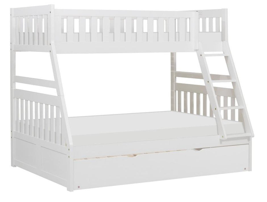 Galen Twin/Full Bunk Bed w/ Twin Trundle in White B2053TFW-1R