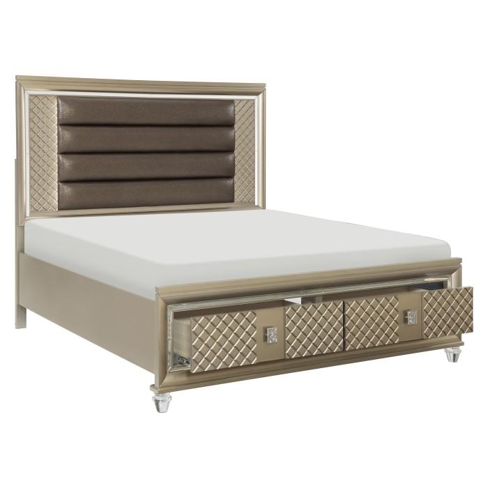 Loudon (3) California King Platform Bed with LED Lighting and Storage Footboard