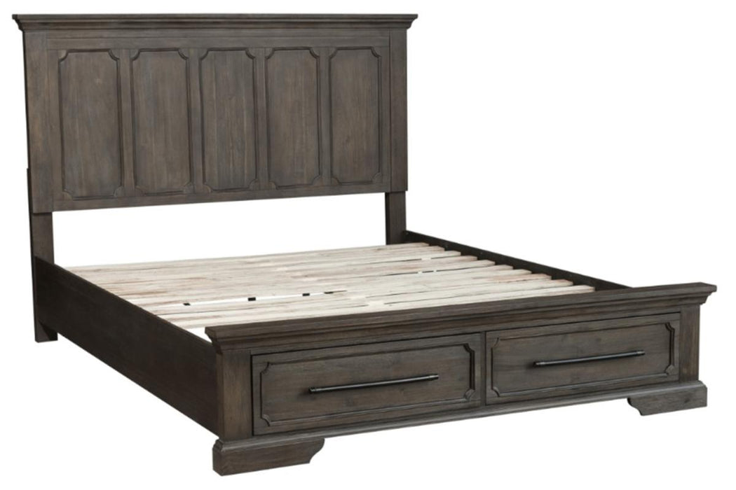 Taulon King Platform Bed with Footboard Storage in Dark Oak 5438K-1EK