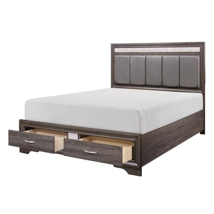 Luster (3) California King Platform Bed with Footboard Storage