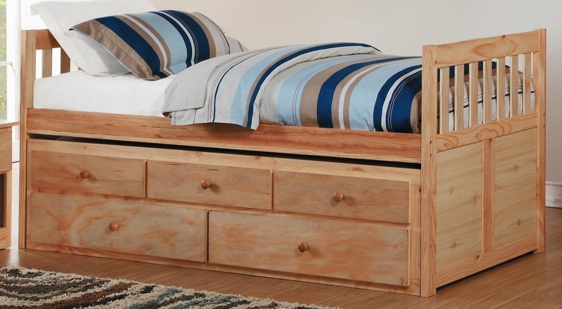 Bartly Twin/Twin Trundle Bed w/ 2 Storage Drawers in Natural B2043PR-1