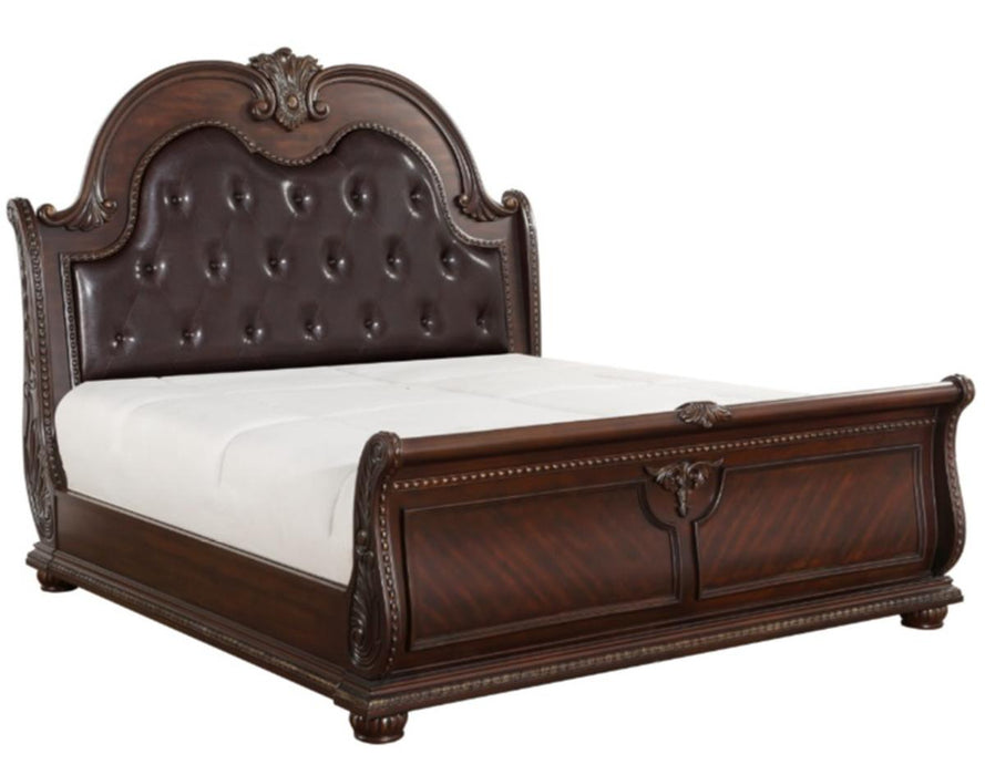 Cavalier King Sleigh Bed in Dark Cherry 1757K-1EK