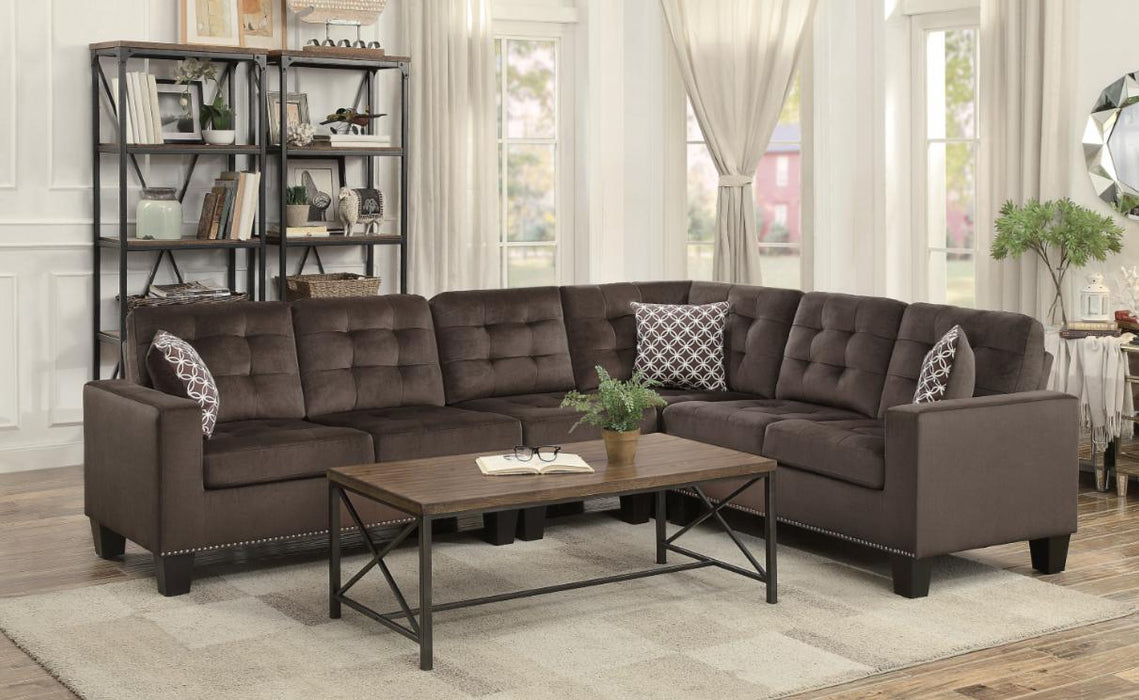 Lantana 2-Piece Reversible Sectional in Chocolate 9957CHSC