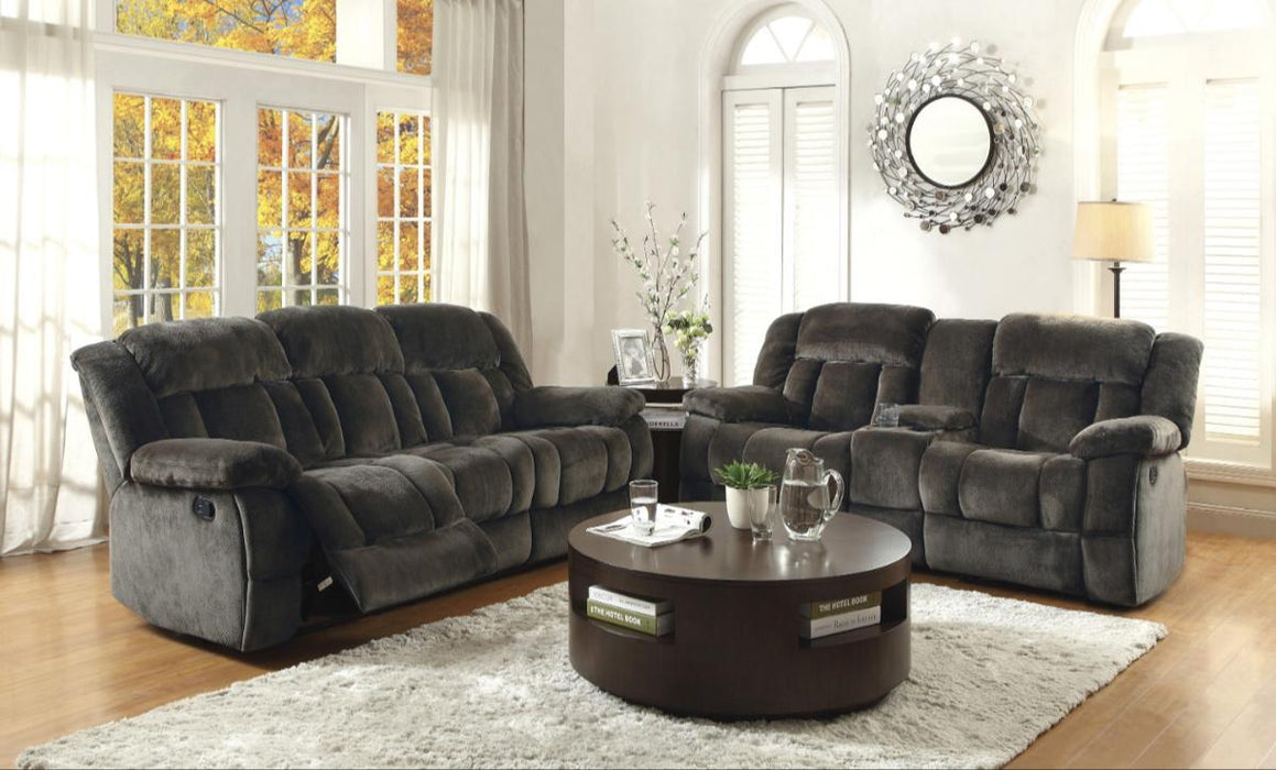 Laurelton Double Glider Reclining Loveseat w/ Center Console in Chocolate 9636-2