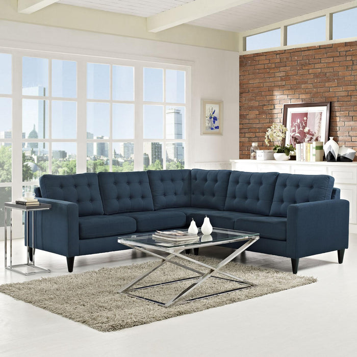 Empress 3 Piece Upholstered Fabric Sectional Sofa Set