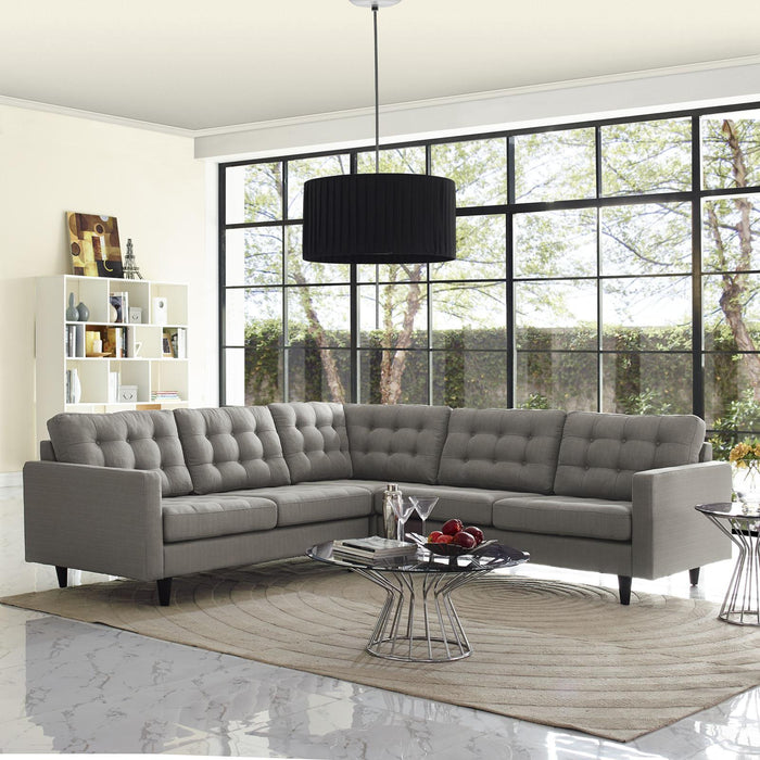 Empress 3 Piece Upholstered Fabric Sectional Sofa Set