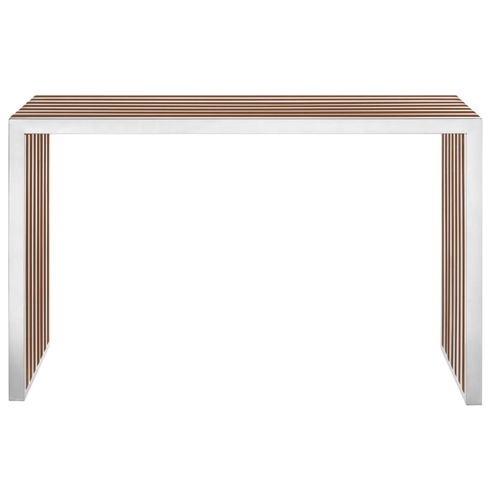 Gridiron Wood Inlay Console Table