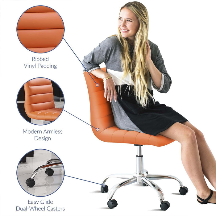 Ripple Armless Mid Back Vinyl Office Chair