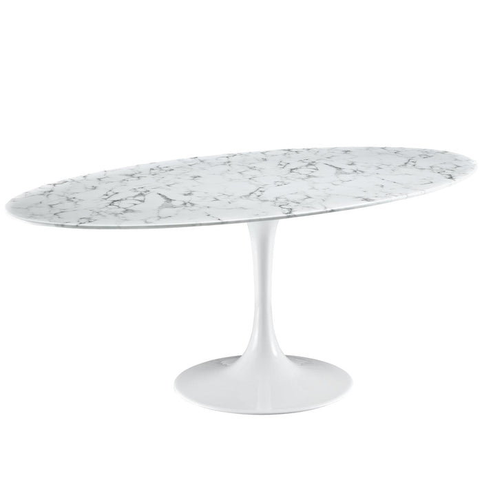 Lippa 78" Oval Artificial Marble Dining Table