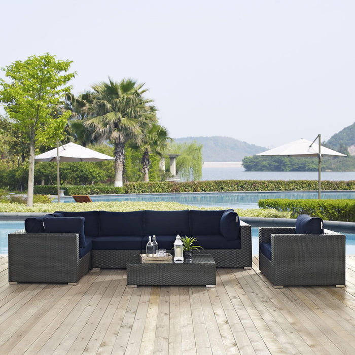 Sojourn 7 Piece Outdoor Patio Sunbrella� Sectional Set