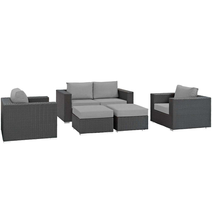 Sojourn 5 Piece Outdoor Patio Sunbrella� Sectional Set