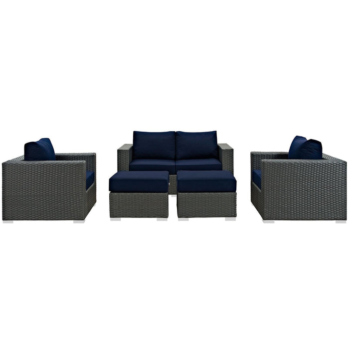 Sojourn 5 Piece Outdoor Patio Sunbrella� Sectional Set