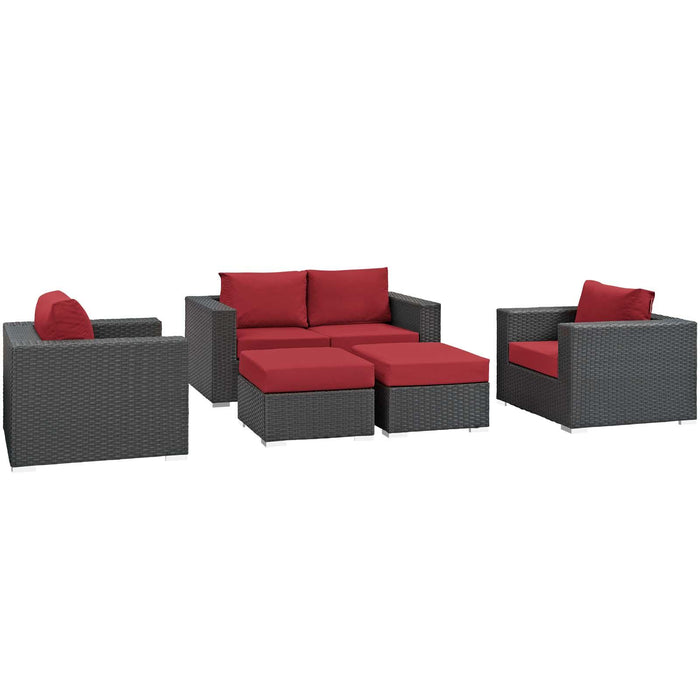 Sojourn 5 Piece Outdoor Patio Sunbrella� Sectional Set