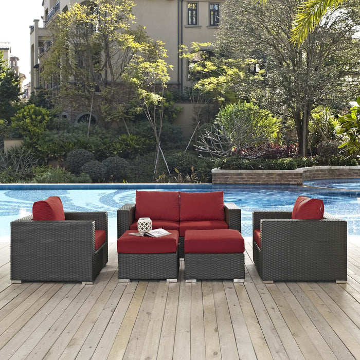 Sojourn 5 Piece Outdoor Patio Sunbrella� Sectional Set