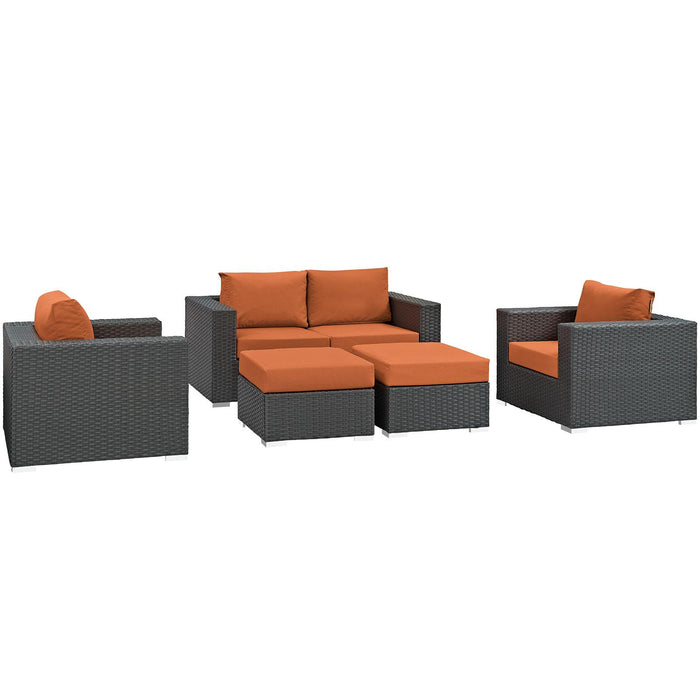 Sojourn 5 Piece Outdoor Patio Sunbrella� Sectional Set