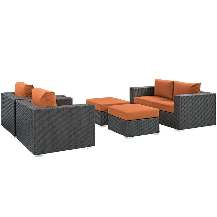 Sojourn 5 Piece Outdoor Patio Sunbrella� Sectional Set