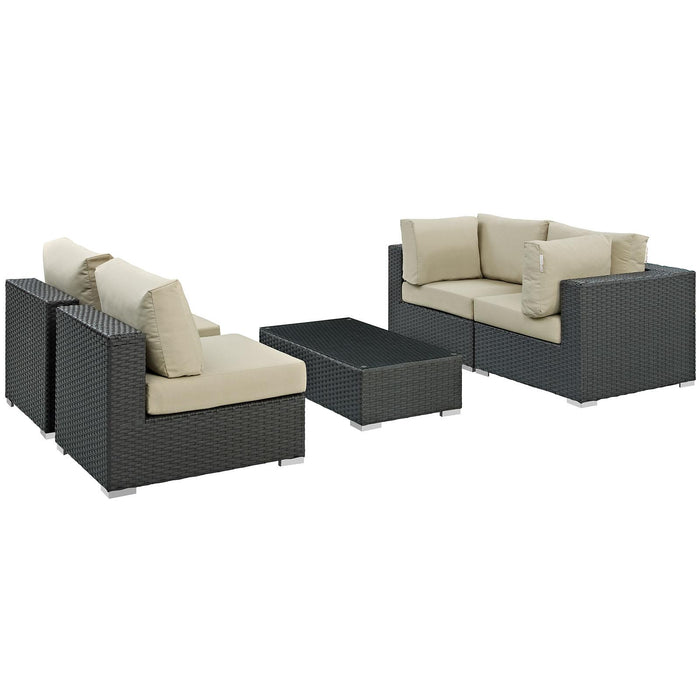 Sojourn 5 Piece Outdoor Patio Sunbrella� Sectional Set