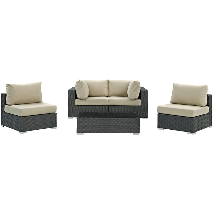 Sojourn 5 Piece Outdoor Patio Sunbrella� Sectional Set