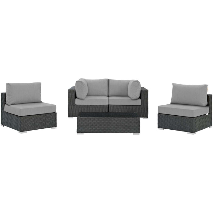 Sojourn 5 Piece Outdoor Patio Sunbrella� Sectional Set