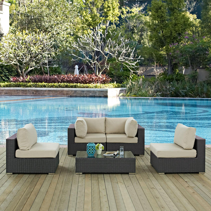 Sojourn 5 Piece Outdoor Patio Sunbrella� Sectional Set