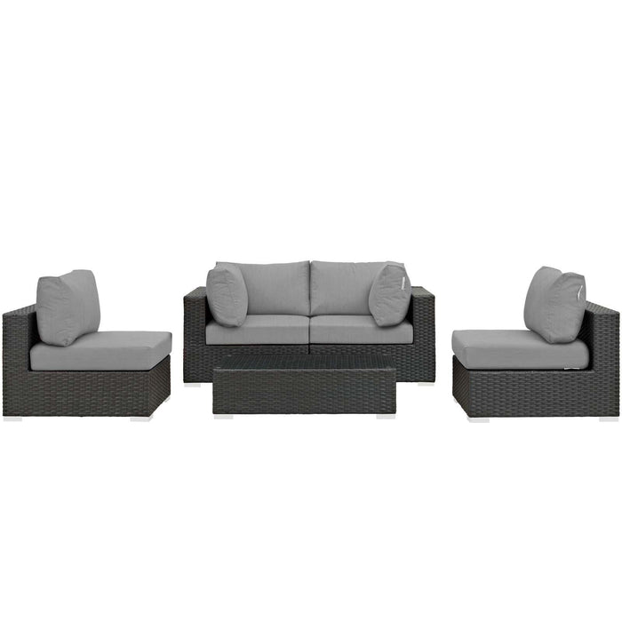 Sojourn 5 Piece Outdoor Patio Sunbrella� Sectional Set