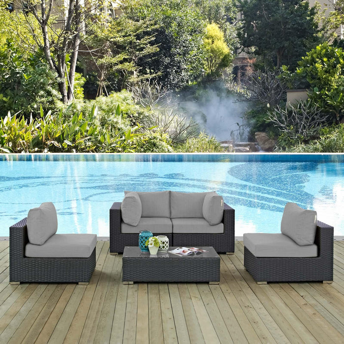 Sojourn 5 Piece Outdoor Patio Sunbrella� Sectional Set