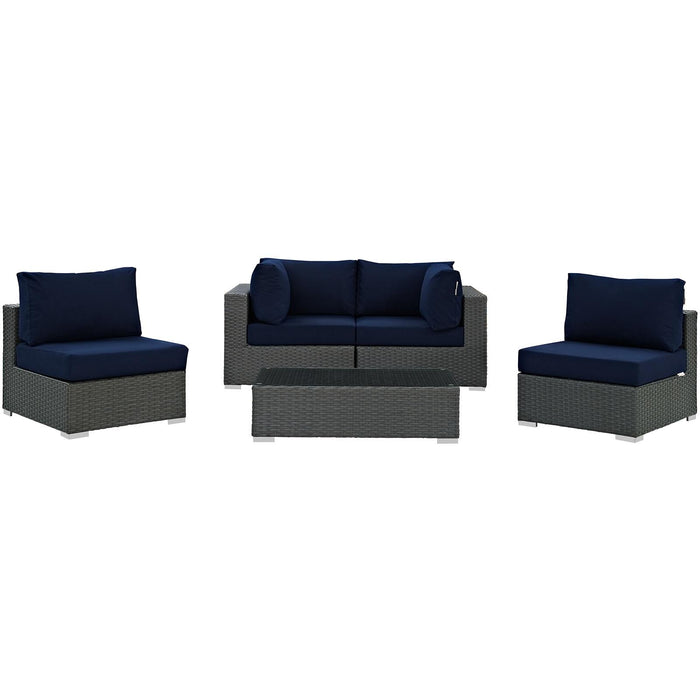 Sojourn 5 Piece Outdoor Patio Sunbrella� Sectional Set