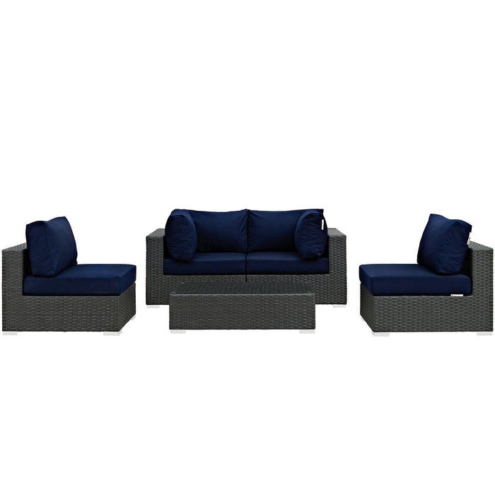 Sojourn 5 Piece Outdoor Patio Sunbrella� Sectional Set