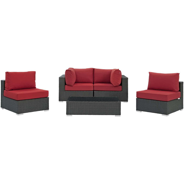 Sojourn 5 Piece Outdoor Patio Sunbrella� Sectional Set