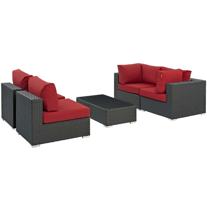 Sojourn 5 Piece Outdoor Patio Sunbrella� Sectional Set