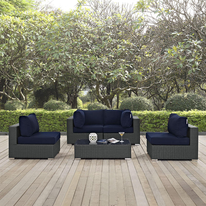 Sojourn 5 Piece Outdoor Patio Sunbrella� Sectional Set