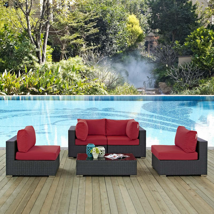 Sojourn 5 Piece Outdoor Patio Sunbrella� Sectional Set